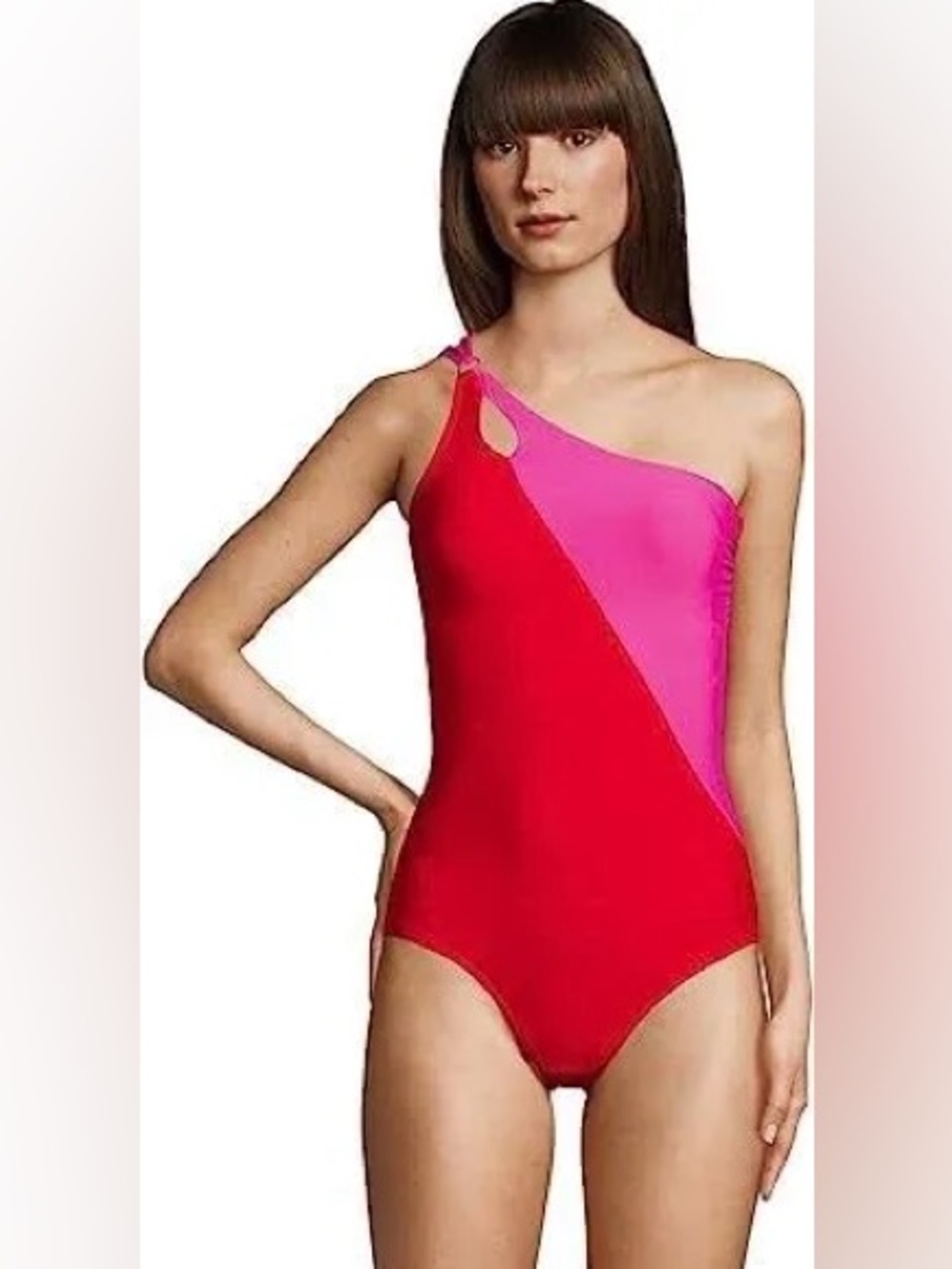 New Lands' End Women's Tummy Control One Shoulder Swimsuit size 14